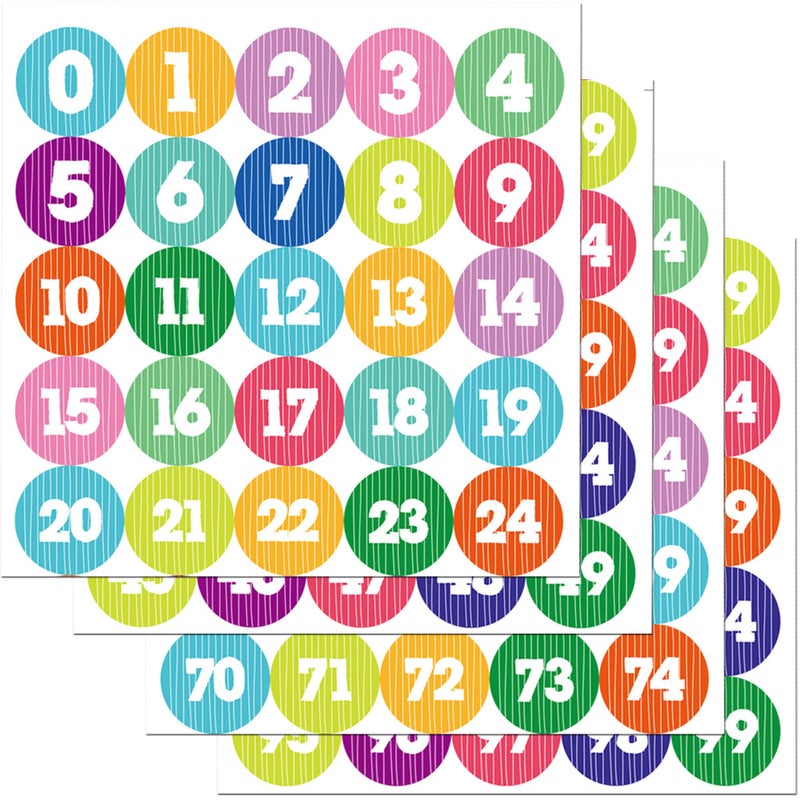 Youngever 1800 Pcs 0-99 Numbers Stickers for Office, Classroom, Organizing, Each Measures 1 inch Diameter, Stripe Design - Image 1